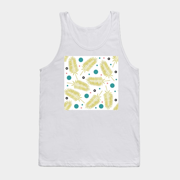 Palm Fronds and Circles Tank Top by StudioGrafiikka